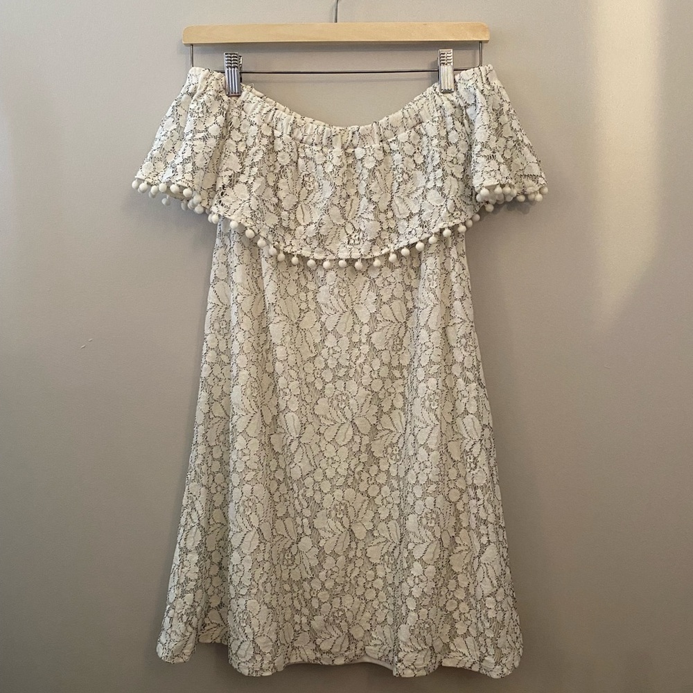 White Strapless Lace Mini Dress